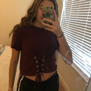 Forever 21 Maroon top with Tie design